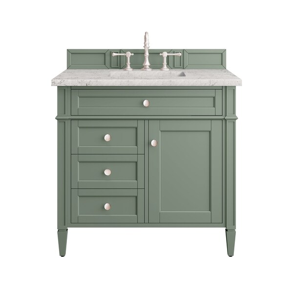 James Martin Vanities Brittany 36in Single Vanity, Smokey Celadon w/ 3 CM Eternal Jasmine Pearl Top 650-V36-SC-3EJP - main
